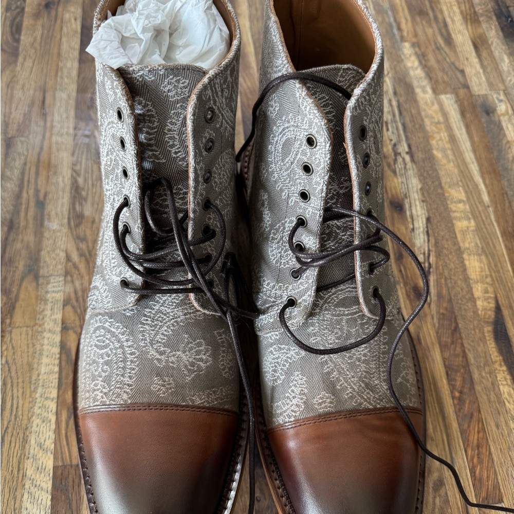 Taft Gray and Brown Ankle Boots with Two-Tone Design